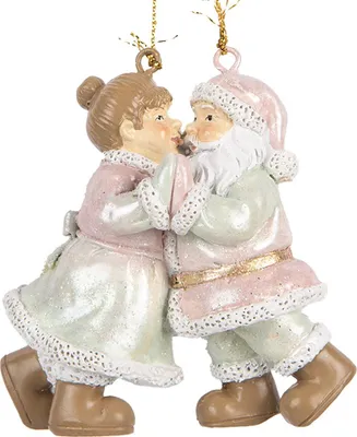 Image de Clayre & Eef Pendentif Père Noël 7x4x8 cm Rose Plastique