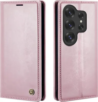 Produktbild von Handyhülle für Samsung Galaxy S26 Ultra Kunstleder Flip Vintage Cover Hülle RFID Schutz Case Kartenfach Farbe: Rosa