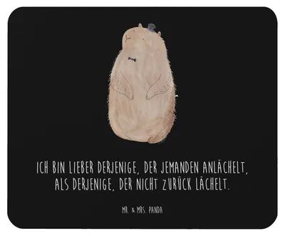 Produktbild von Mr. & Mrs. Panda Mousepad Murmeltier - Schwarz - Geschenk, Anstand, Lustige Sprüche, Freundlichkeit, Fröhlichkeit, Respekt, Knigge, mausteppich, Mauspad, Mouse Pad, pc