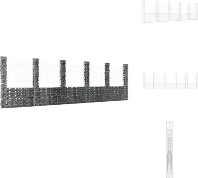 Immagine prodotto di vidaXL Cesto di gabbioni a U con 6 colonne di ferro 620x20x200 cm - Pannelli di recinzione