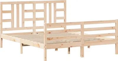 Produktbild von vidaXL Massivholzbett mit Kopfteil 160x200 cm