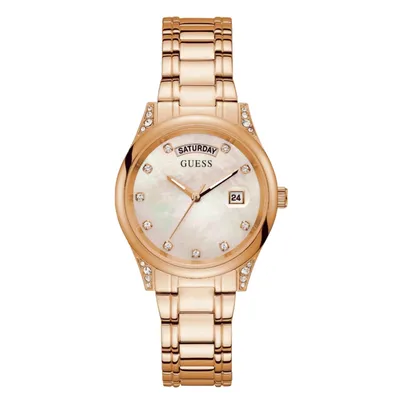 Produktbild von Guess Aura Damenuhr GW0047L2, Perlmuttzifferblatt, Roségold