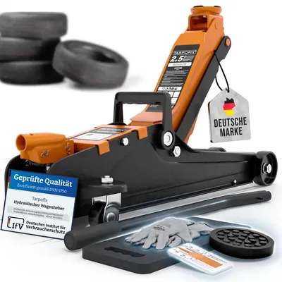 Produktbild von Tarpofix Wagenheber hydraulisch 2,5 t Rangierwagenheber flach 85-380 mm Autoheber für Pkw SUV Sportwagen tiefergelegt Orange