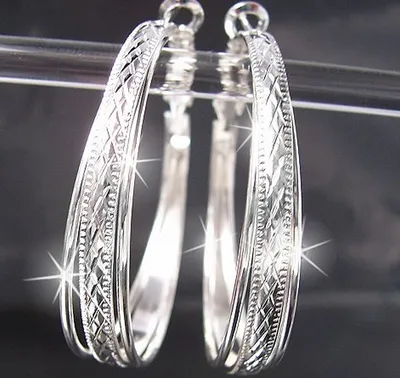 Produktbild von Ohrringe Creolen 4cm Silber plattiert Ohrcreolen Damen O2151