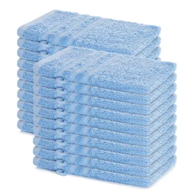 Zdjęcie produktu dla Zestaw 20 rękawic do mycia Lavea®, wymiar 15x21 cm – rękawice wykonane w 100% z bawełny, nadające się do prania – seria "Elena", kolor: błękitny