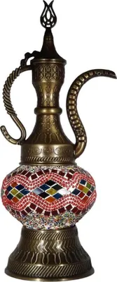 Produktbild von Ostere Mozaïk Tischlampe (Türkischer Ibrik) Ø 13 cm – Handgefertigte Glaslampe mit warmem Licht, Höhe 38 cm