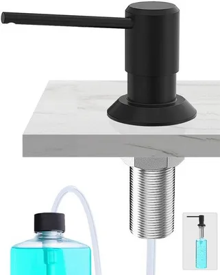 Produktbild von Ibenzoa® Einbau-Seifenspender mit r Kupferoberfläche – obere Befüllung, massiver Kupfer-Pumpkopf, 300 ml PET-Flasche, 1,2 m Schlauch, 5° Auslauf, 360° drehbar, Ø 25–35 mm