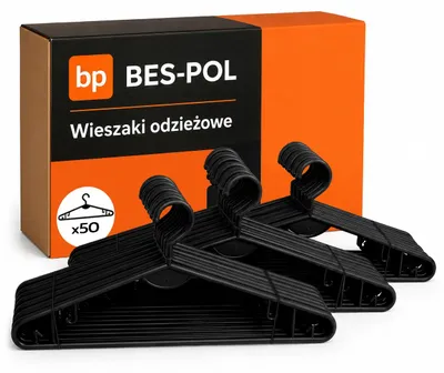 Produktbild von BES-POL Universal Kleiderbügel Schwarz 50 Stück Robust
