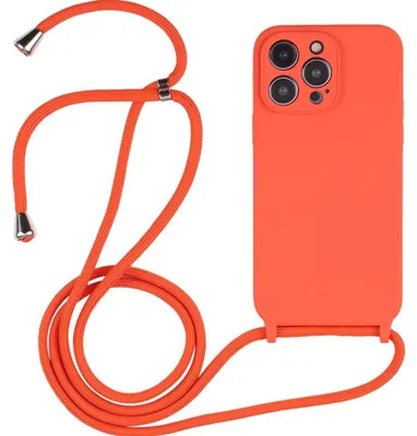 Produktbild von Mobigear Handylanyard für iPhone 14 Pro Max, Silikon-Handykette – Orange