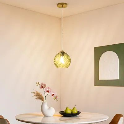 Zdjęcie produktu dla Lampa wisząca EDISHINE nad stół w jadalni, lampa wisząca z regulacją wysokości do 1,5 m, w zestawie żarówka, lampa wisząca nad wyspą kuchenną, jadalnia