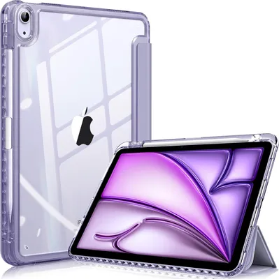 Produktbild von Fintie Hybrid Hülle für iPad Air 5. Generation 2022 / iPad Air 4. Generation 2020 10.9 Zoll mit Stifthalter - Stoßfeste Schutzhülle mit transparenter Hartschale auf der Rückseite, Violett