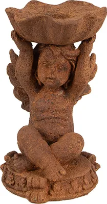 Immagine prodotto di Portacandela Clayre & Eef 7x7x12 cm Angelo in poliresina marrone