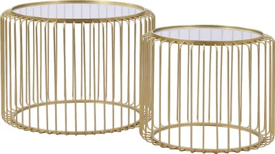 Produktbild von Couchtisch 2er-Set - Metall & Glas - Goldfarben - FERIDA