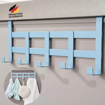 Immagine prodotto di DEKAZIA® Appendiabiti Porta Blu Colorato – Gancio Porta Camera Bambini