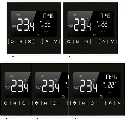 Zdjęcie produktu dla 5X Inteligentny cyfrowy termostat pokojowy z ekranem dotykowym LCD Termostat ścienny do elektrycznego ogrzewania podłogowego 16A Programowalny, biała krawędź