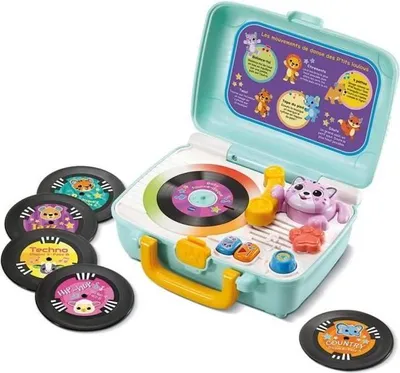 Zdjęcie produktu dla Interaktywny Gramofon dla Dzieci VTech Mina le Chat, 5 Dwustronnych Płyt Winylowych, Różne Style Muzyczne