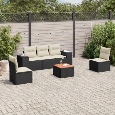 Produktbild von 6-tlg. Garten-Sofagarnitur mit Kissen Schwarz Poly Rattan 3257715