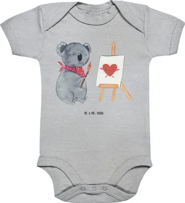 Produktbild von Mr. & Mrs. Panda Strampler Koala Künstler 12. - 18. Monat - Heather Grey - Geschenk, Babystrampler, Liebe, Zeichnen, overall baby, babyanzug, Gefühle, Liebesgeschenk