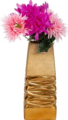 Produktbild von Moderne Dekovase Blumenvase Tischvase Vase aus Keramik gold 11x26 cm