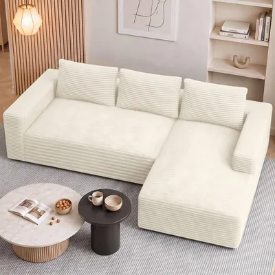 Productafbeelding van Modulair hoekbank van 240 cm breed, bekleed met cordura-stof - vrij combineerbare bankmodules - met pocketvering - afneembare bekleding - draagvermogen van 150 kg per zitplaats