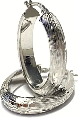 Produktbild von Ohrring 925 Silber rhodiniert gemustert Creole oval 30mm