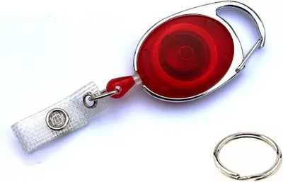 Produktbild von 1x ROT TRANSPARENT Ausweisjojo EXTRA reißfester POWERCORD Schnur Schlüsselanhänger Jojo Zipper oval  mit Druckknopf Lasche & Schlüsselring