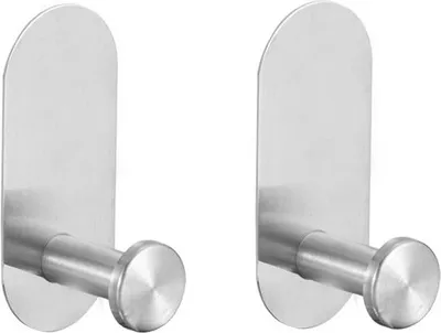 Immagine prodotto di INF Ganci appendiabiti da porta in acciaio inox, 2 pezzi, senza foratura D'argento