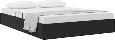 Image de Lit de Rangement avec tête de lit Noir 135 x 190 cm Velours