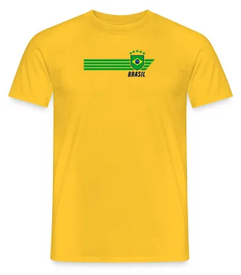 Produktbild von Spreadshirt Brasil Fußball Fanlook Mit Wappen Männer T-Shirt, 4XL, Gelb