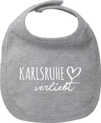 Produktbild von Huuraa Baby Lätzchen Karlsruhe verliebt Heather Grey Klettverschluss  Baumwolle Latz Geschenkidee