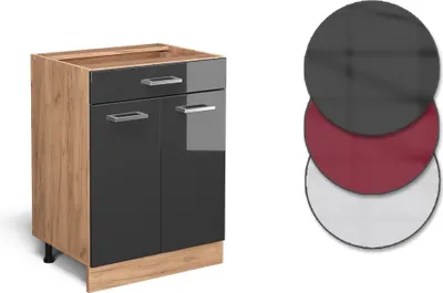 Produktbild von Küchenunterschrank Vicco R-Line Anthrazit Hochglanz 60 cm mit Schublade, ohne Arbeitsplatte, Model 37117