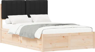 Produktbild von Bettgestell mit gepolstertem Kopfteil Schwarz 120 x 200 cm