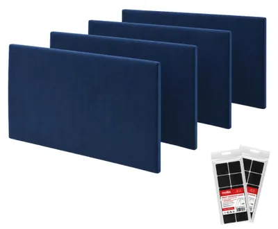 Produktbild von STEGU Polsterpaneel-Set 4× Rechteck 60x30 cm inkl. Klettband Kopfteil Velours Dunkelblau