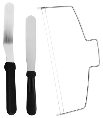 Produktbild von Tortenschneider-Set - 3-teilig mit Tortensäge für gleichmäßige Tortenböden - Kuchenschneider für Bäcker und Hobbybäcker