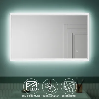 Immagine prodotto di Specchio da bagno a LED Con memoria di interruzione di corrente e funzione antiappannamento 100×60 cm,interruttore tattile,IP44 ,sospensione orizzontale/verticale