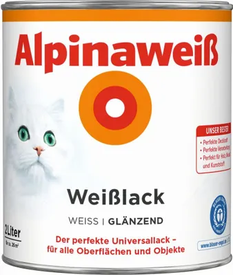 Produktbild von Alpina Weißlack glänzend alpinaweiß 2 l