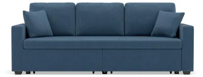 Image de Best Mobilier Cyrus - Canapé droit 3 places convertible en velours côtelé , Bleu