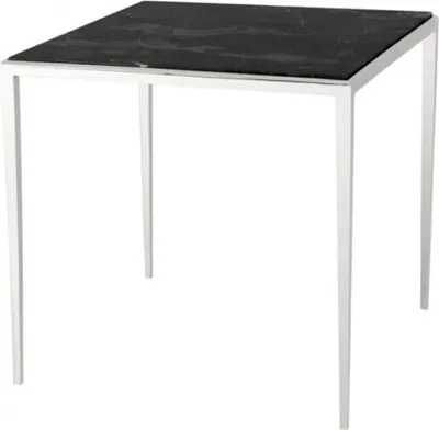 Produktbild von Casa Padrino Luxus Art Deco Designer Beistelltisch Nickel mit brauner Marmorplatte - Hotel Tisch Möbel