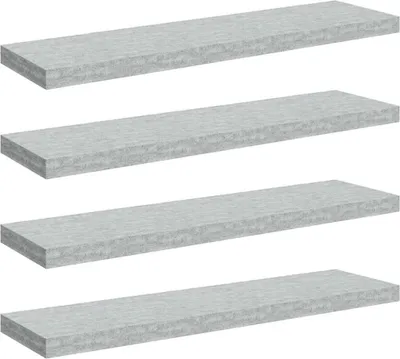 Obrázok produktu pre vidaXL Závesné police 4 ks Betónová sivá 90x23,5x3,8 cm MDF
