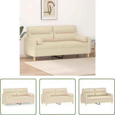 Produktbild von The Living Store 2-Sitzer-Sofa mit Zierkissen Creme 140 cm Stoff