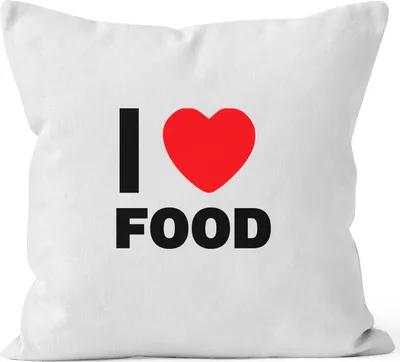 Produktbild von Kissenbezug Kissen-Hülle Deko-Kissen 40x40 I love food Baumwolle MoonWorks® weiß 40cm x 40cm