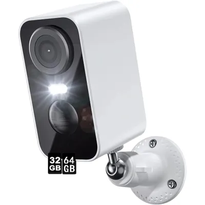 Image de 2K/3MP Caméra de surveillance extérieure Batterie，WLAN sans fil extérieur/intérieur avec vision nocturne en couleur 32&64GB