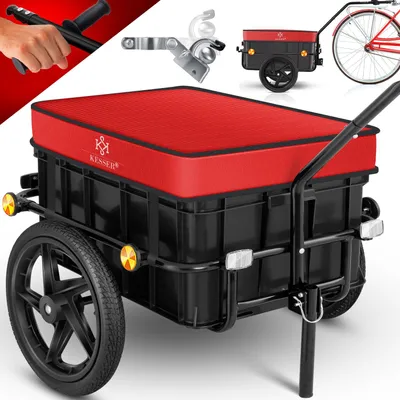 Produktbild von KESSER® Fahrradanhänger Lastenanhänger Handwagen mit Kupplung Hochdeichsel für Fahrrad Transportanhänger Transportbox mit 70 Liter Volumen Max. 60kg  für Fahrräder mit 26'' - 28''