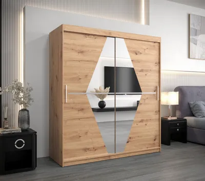 Produktbild von Schwebetürenschrank SARA – Breite 180 cm, Eiche Artisan