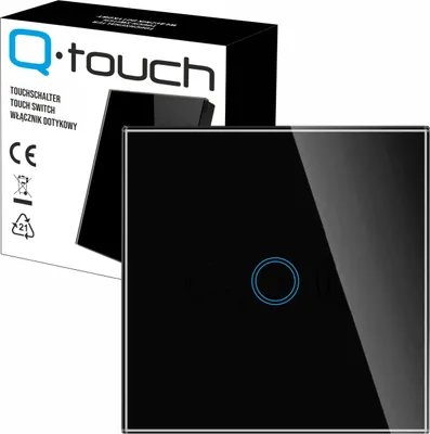 Produktbild von Glas Touch Lichtschalter Wandschalter 1-Fach Schalter LED schwarz