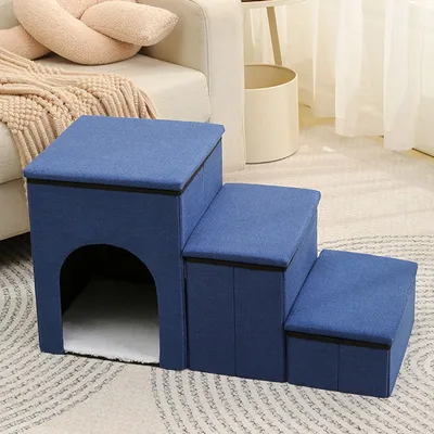 Imagen del producto de Escalera para perros: Escalera para mascotas con 3 escalones, plegable, resistente y versátil, ideal para gatos y perros