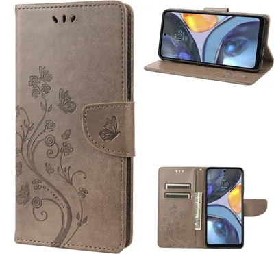 Produktbild von König Design Hülle kompatibel mit Motorola Moto G22 Kunstleder Handyhülle - Handy Case Grau