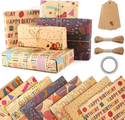 Produktbild von Famanu Geschenkpapier Set 8 Bögen mit Zubehör - Bunt und Kreativ