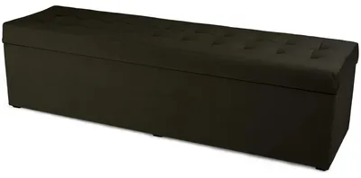 Produktbild von MG Design Polsterhocker Schwarz 45x160 cm - Stauraum 190L, bis 300 kg, samtig-weich mit Schimmer, pflegeleicht, für Wohnzimmer & Flur