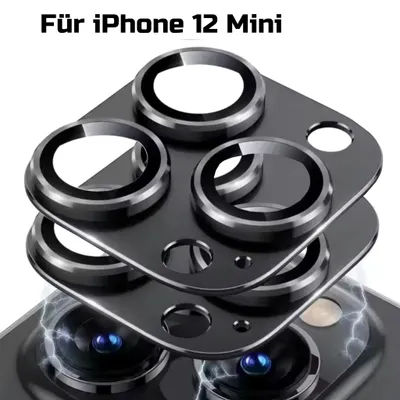 Zdjęcie produktu dla 2x aluminiowa osłona aparatu dla Apple iPhone 12 Mini w kolorze czarnym